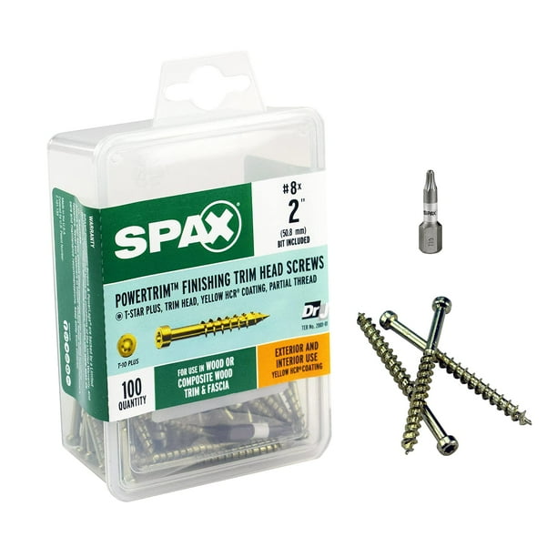 Tornillos SPAX #8 x 5 cm para molduras exteriores e interiores, 100 unidades