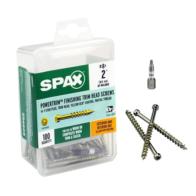 Tornillos SPAX #8 x 5 cm para molduras exteriores e interiores, 100 unidades