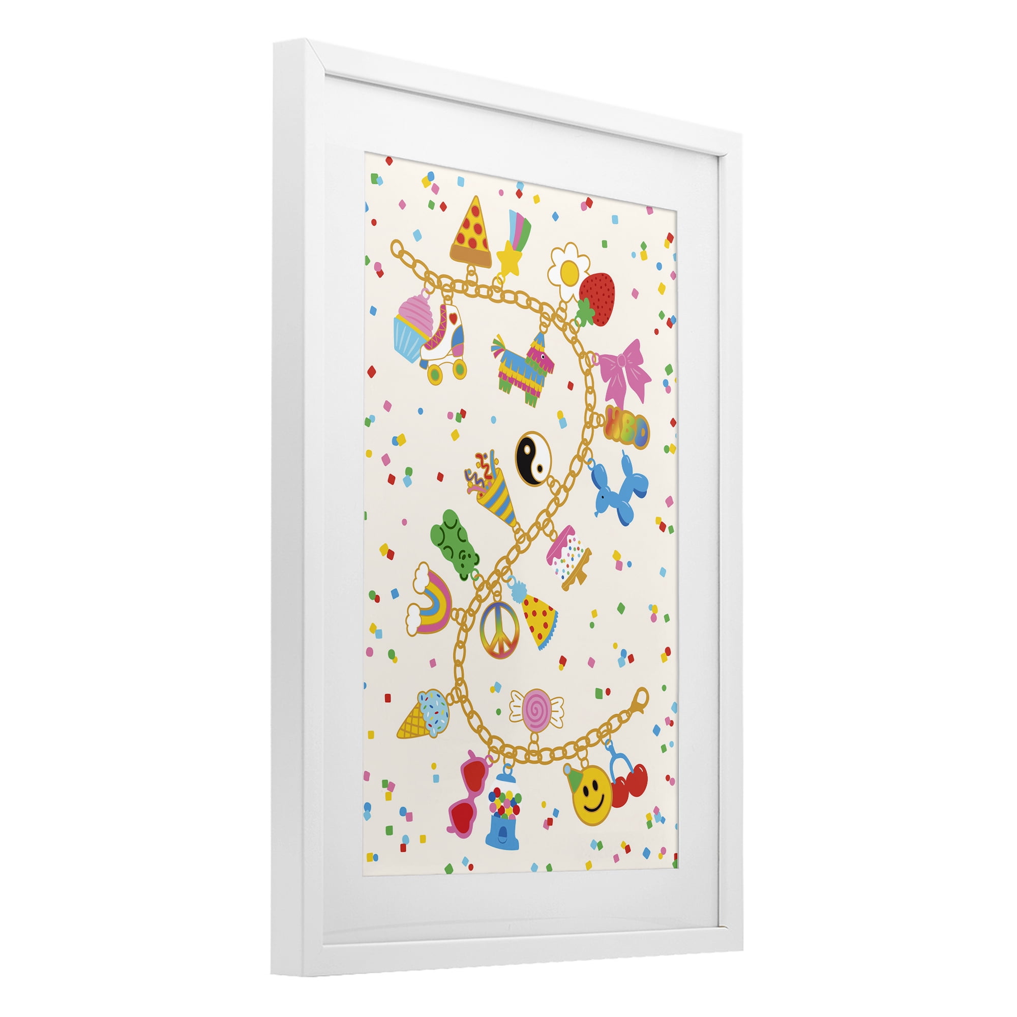 Stupell Industries Playful Party Charm Bracelet White Framed Print Under Glass, design by Nadia Hassan