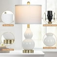 thumbnail image 5 of Double Gourd Ceramic Table Lamps Set of 2, Modern White Bedside Lamps for Night Stand, Contemporary Nightstand Lamps for Bedroom Living Room (Bulb Included), 5 of 15