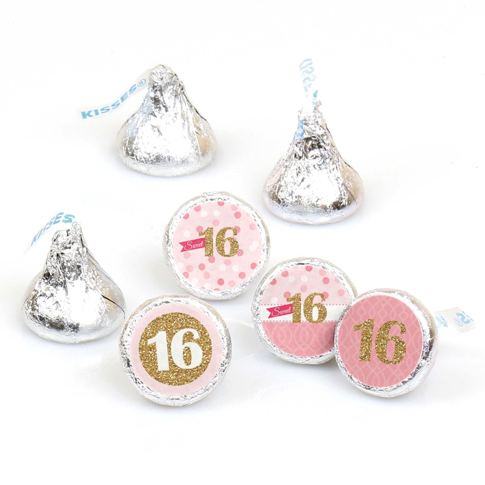 108 SWEET 16 Birthday Party Favors Stickers Labels for Hershey Kiss 