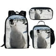 Funny Cute Penguin Backpack 3pcs Set Boys Girls School Student Bookbag