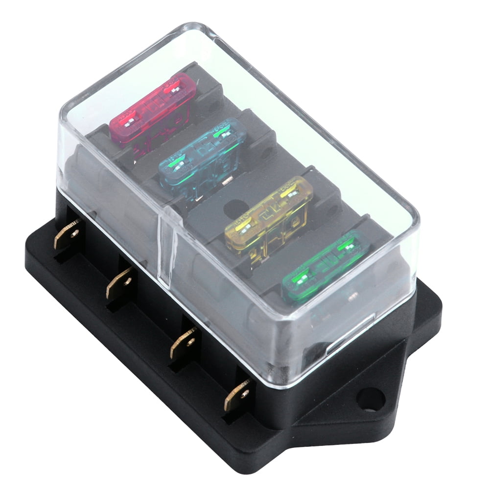 ✪ 12V/24V 4 Way Car Truck Auto Blade Fuse Box Holder Circuit Standard ATO +4X Fuse