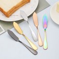 thumbnail image 1 of Juego de 5 cuchillos de mantequilla para esparcir queso de acero inoxidable, para desayuno, sándwiches, mermelada, postre, crema, arco iris, negro, dorado, oro rosa, plateado ER, 1 of 5