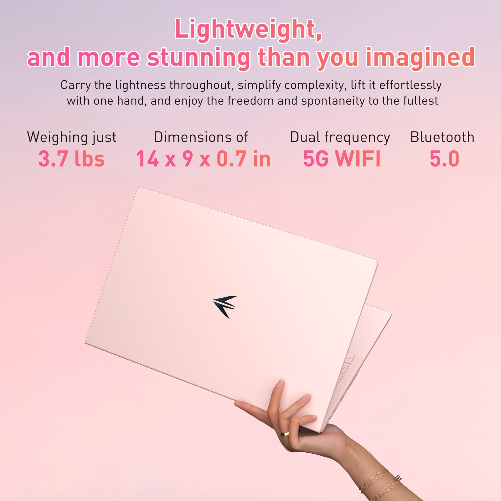 Exsurf 15.6" Business Laptop,Win11 Pro, 32GB RAM 1TB SSD,3050E CPU, Type-C Port, Pink Home Computer