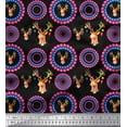 thumbnail image 1 of Soimoi Black Cotton Voile Fabric Circles & Elk Mount Face Printed Fabric 1 Yard 42 Inch Wide, 1 of 3