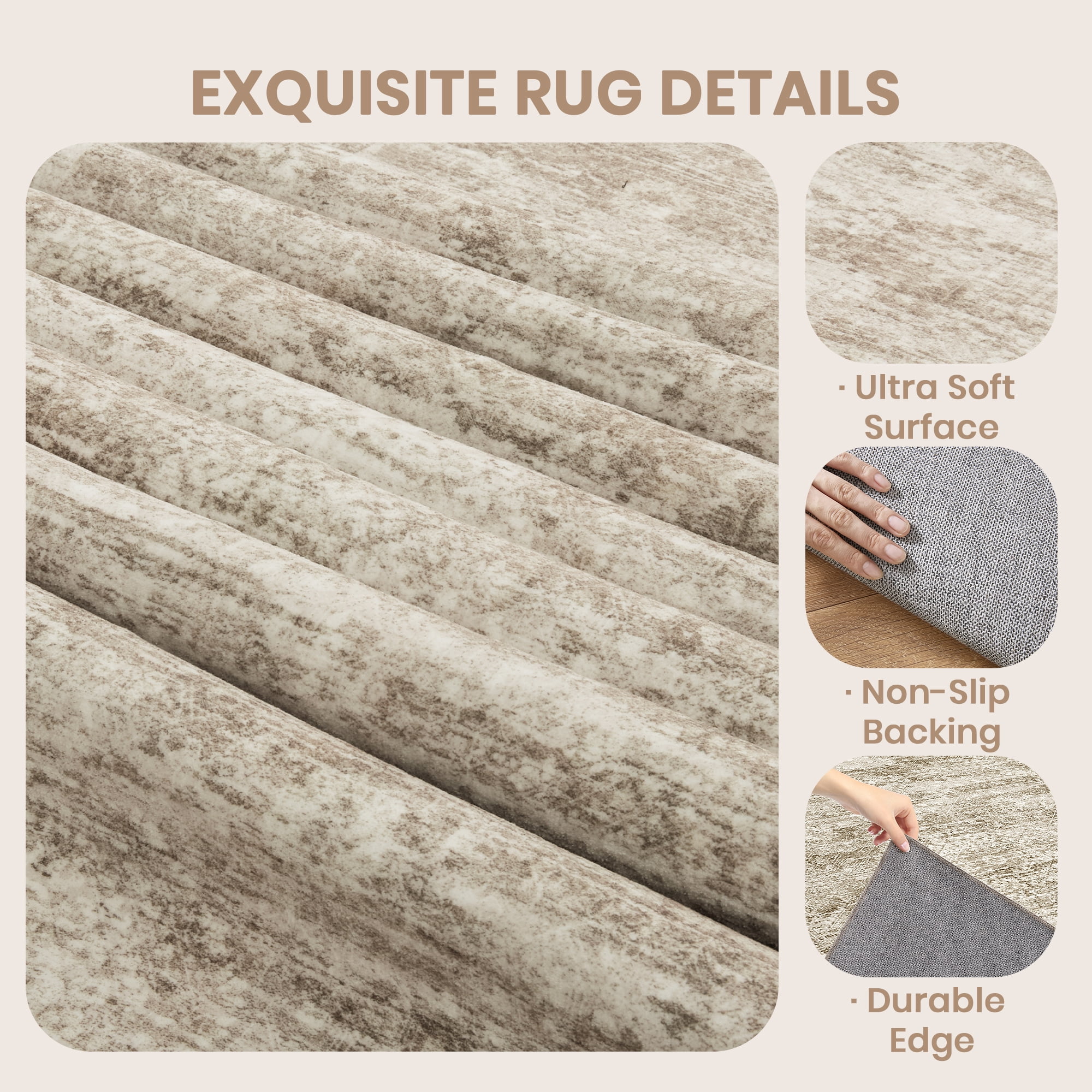 Roxstand Washable Rugs 10x14, Vintage Distressed Area Rugs for Living Room, Non Slip Accent Bedroom Rug (10'x14', Brown)