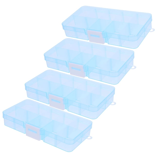 unbranded 4Ud Caja Organizadora Plástica Azul Con Compartimentos Para Piezas Pequeñas Y Accesorios