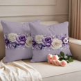 thumbnail image 2 of Spring Flowers Pillow Covers 2 Pack Watercolor Purple White Rose Daisy Floral Leaf Purple Pillowcase Waterproof Outdoor Throw Pillow Cover for Patio Garden Square Cushion 16”x16”, 2 of 9