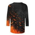 thumbnail image 4 of Hvot&aat Women Halloween Shirt 3/4 Sleeves Day of Dead T-Shirts Pumpkin/Bat/Spiderweb Loose Casual Tops, 4 of 4