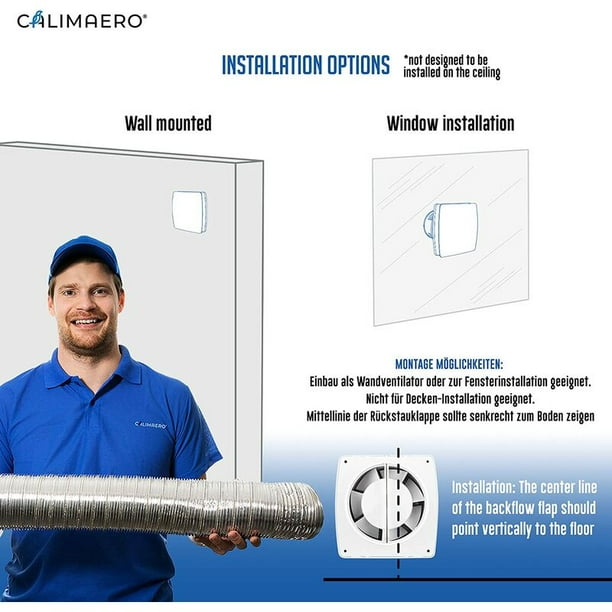 Extractor De Aire AIPERQ De 100 Mm Con Sensor De Humedad Y Temporizador Valvula De Retencion Y Mosquitera Integrada 7 W Dba 26 Silencioso Para Bano Cocina Oficina Inodoro 65694264