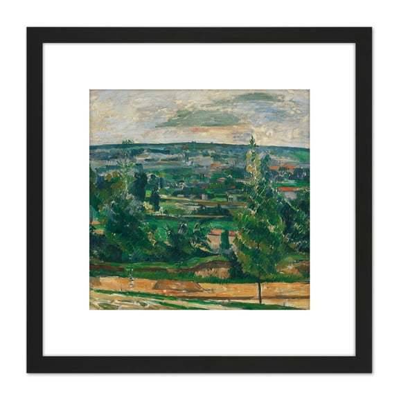 Paul Cezanne Landscape From Jas De Bouffan 8X8 Inch Square Wooden Framed Wall Art Print Picture with Mount
