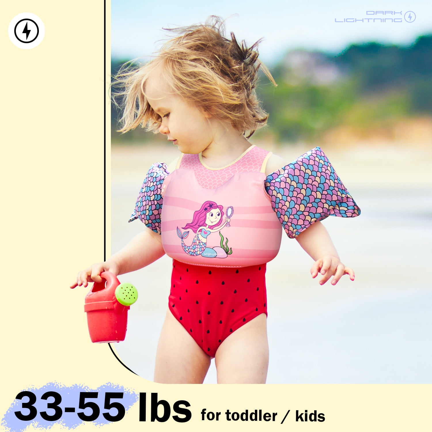 US Coast Guard (USCG) Approved Life Jacket for Kids, Toddler Swim Vest with Arm Floats for Pool,Shark