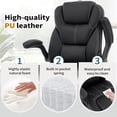 thumbnail image 4 of NYOAK 500lbs Office Chair with Wide Seat, Ergonomic Leather Executive Desk Chair with Lumbar Support, Flip-Up Padded Armrests, High Back Swivel Computer Gaming Chair, Black, 4 of 8