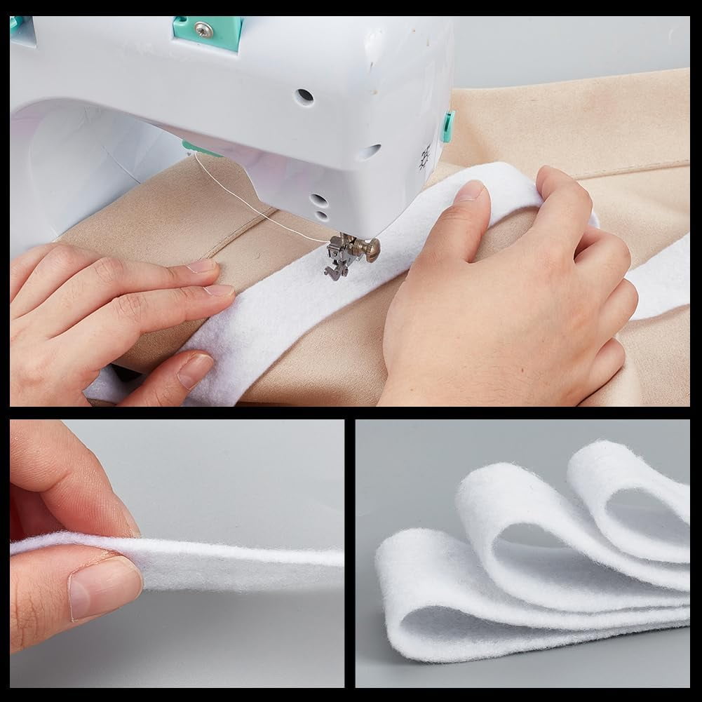 4 Roll Upholstery Cotton Rolls Cotton Batting Roll Cotton Blend Fleece Batting Needle-Punched Cotton Batting for DIY Crafts Quilts Jelly Roll Rugs Baskets 1.18inch Wide 1mm Thick