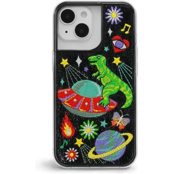 ZERO GRAVITY Cosmic Ride Phone Case for iPhone 13 & 13 Pro - Clear Phone Case with Embroidered Design, Shockproof Protective Clear Case with Raised Corners - Drop Tested, 360 Protection