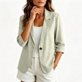 thumbnail image 6 of Women's Cropped Blazers 3/4 Ruched Sleeve Lightweight office Wear Short Blazer with Button Gray XL(XL), 6 of 8