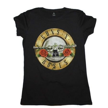 Rockline BRA-12161384-S Guns N Roses Distressed Bullet Juniors Adult Womens T-Shirt, Black -