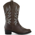 thumbnail image 4 of Kushyshoo Cowboy Boots for Girls and Boys Western Mid-Calf Dark Brown Cowgirl Boots Riding Shoes Size 3, 4 of 6
