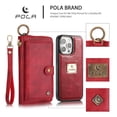 thumbnail image 2 of Dteck for iPhone 15 Pro Max Wallet Case, Heavy Duty 2 in 1 Leather Zipper Purse Detachable Magnetic 14 Card Slots Money Pocket Clutch Cover for Apple iPhone 15 Pro Max,Red, 2 of 9