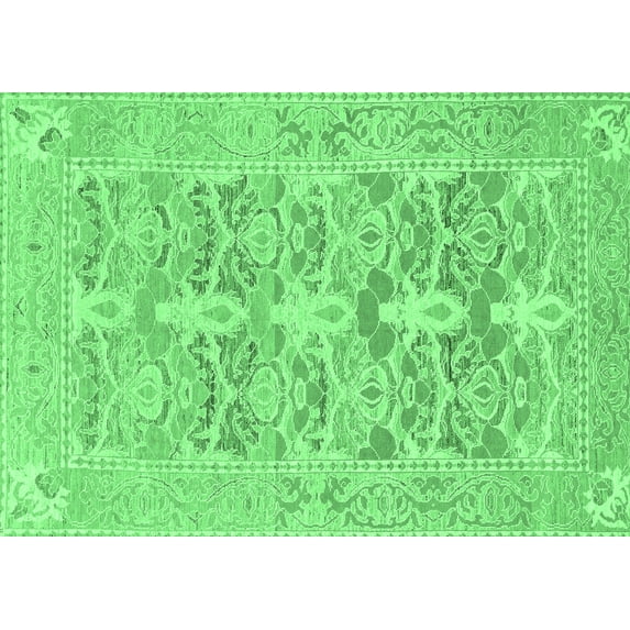 Ahgly Company Indoor Rectangle Oriental Emerald Green Traditional Area Rugs, 8' x 12'