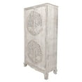 thumbnail image 2 of Tall Antique Armoire - White Solid Wood Storage Cabinet - 2 Door Wardrobe - Home Decor, 2 of 5