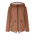 thumbnail image 5 of HAPIMO Women's Outdoor Waterproof Athletic Jacket Coats Fall Winter Fleece Lined Warm Coats Long Sleeve Full Zip Jacket Solid Pocket Hooded Coat Brown XXXXXL, 5 of 6