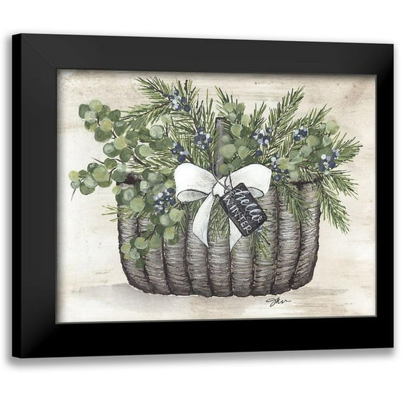 Norkus, Julie 14x12 Black Modern Framed Museum Art Print Titled - Winter Greens Basket