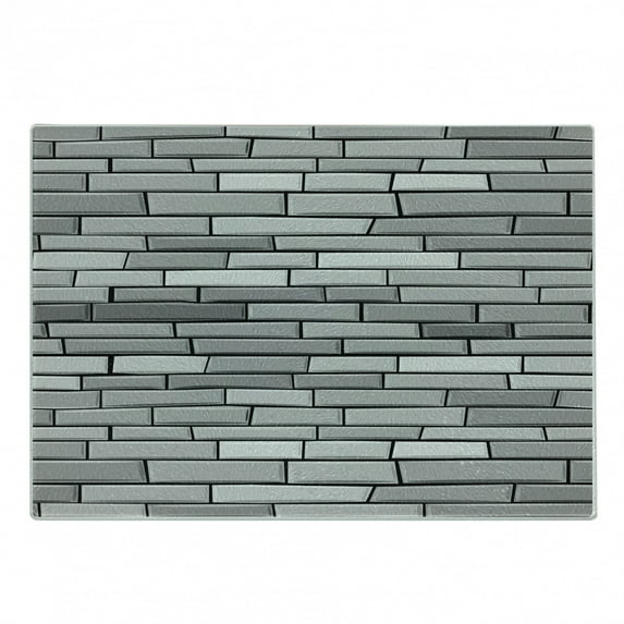 Grey Cutting Board, Illustration of Brick Wall Contemporary Artprint 3d Style Vision Modern and Shabby Design, Decorative Tempered Glass Cutting and Serving Board, Small Size, Grey, by Ambesonne