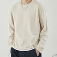 thumbnail image 4 of 12.3 oz Men's Fleece Crewneck Sweatshirt Thick Loose fit Soft Basic Pullover Sweatshirt（Rice grey）, 4 of 5