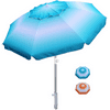 AMMSUN 6.5 ft Beach Umbrella with Tilt Aluminum Pole Separate Sand Anchor, Portable Windproof Beach Umbrella with UPF50+ Protection, Easy Carry Bag Included (Blue/White)