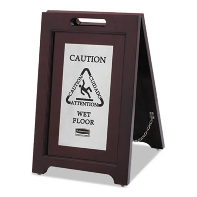 Rubbermaid Commercial 1867508 Executive 2-Sided Multi-Lingual Caution Sign, Brown