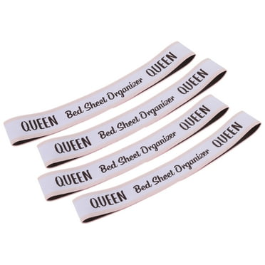 Bed Sheet Organizer Bands, 4 Pieces, White & Pink (QUEEN)