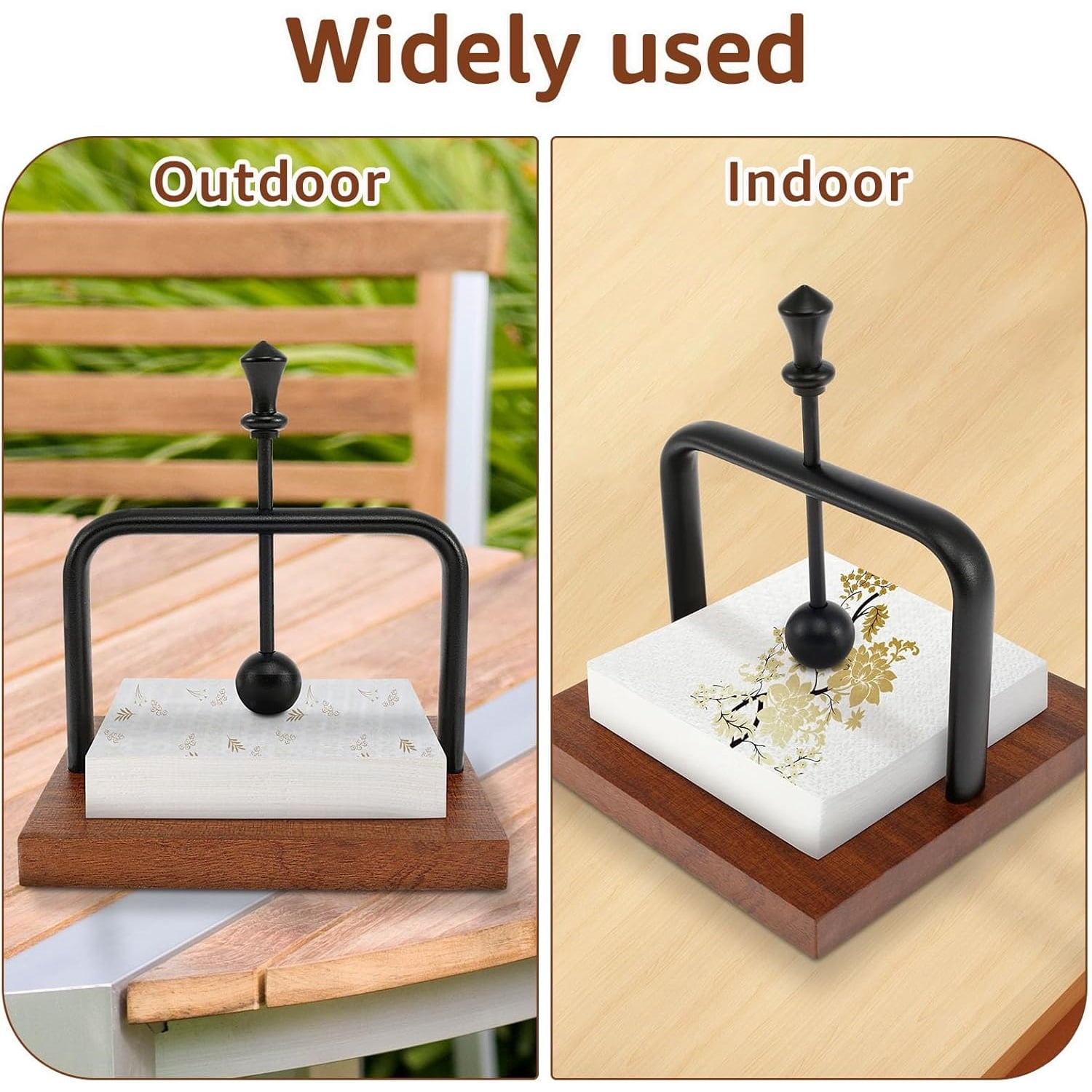Modern Countertop Paper Towel Holder, Solid Wood Base & Aluminum Alloy Stand, Minimalist Style, for Home, Hotel, Restaurant, KTV