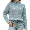 thumbnail image 2 of Women's 2023 Fall Winter Turtleneck Sweaters Trendy Heart Print Long Sleeve Sweater Pullover Loose Chunky Knit Jumper Tops, 2 of 4