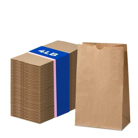 Fit Meal Prep 500 Pack 4 lb Brown Paper Lunch Bags, 9.75 x 5 x 3.13 Premium Kraft Paper Bags Bulk for Small Business, Recyclable Snack Sacks, Durable Paper Grocery Bag for Food Storage, Packing