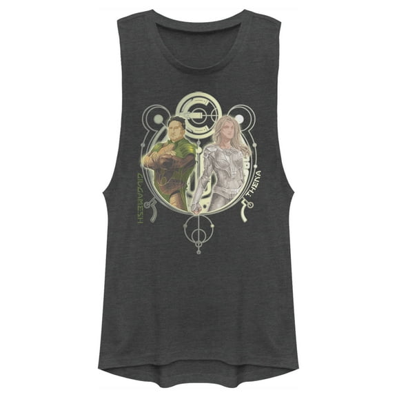 Junior's Marvel Eternals Gilgamesh and Thena Duo Festival Muscle Graphic Tee Charcoal Small