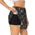 thumbnail image 2 of Haiem Forest Flora and Insects Women's 2 in 1 Running Shorts - Lightweight Athletic Workout Gym Yoga Breathable Sports Shorts Liner with Phone Pockets-Small, 2 of 9