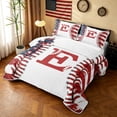 thumbnail image 3 of meiyoeat Initial E Letter Twin Quilt Set for Boys, USA Flag Baseball Sport Twin Coverlet Set, 2 Pieces, 1 Comforter and 1 Pillowcase, 3 of 7