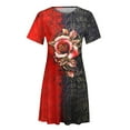 thumbnail image 5 of New trending & for spring GaThRRgYP Casual Dresses for Women,Summer Dress for Women Vintage Color Block Matching Print Short Sleeve Midi Dress High Waist A Line Dressess, 5 of 5