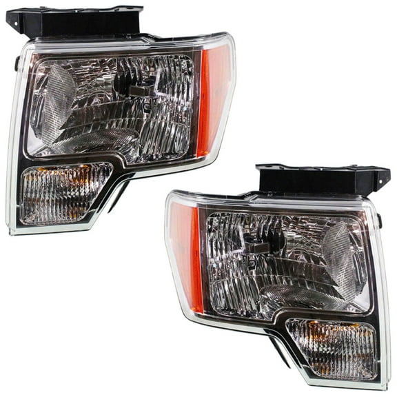 For Ford F-150 2011 2012 2013 2014 Headlight Driver & Passenger Side Pair Chrome Trim | Composite Type | Replacement For FO2502287, FO2503287 | DL3Z13008B, 9L3Z13008F, DL3Z13008A, 9L3Z13008E