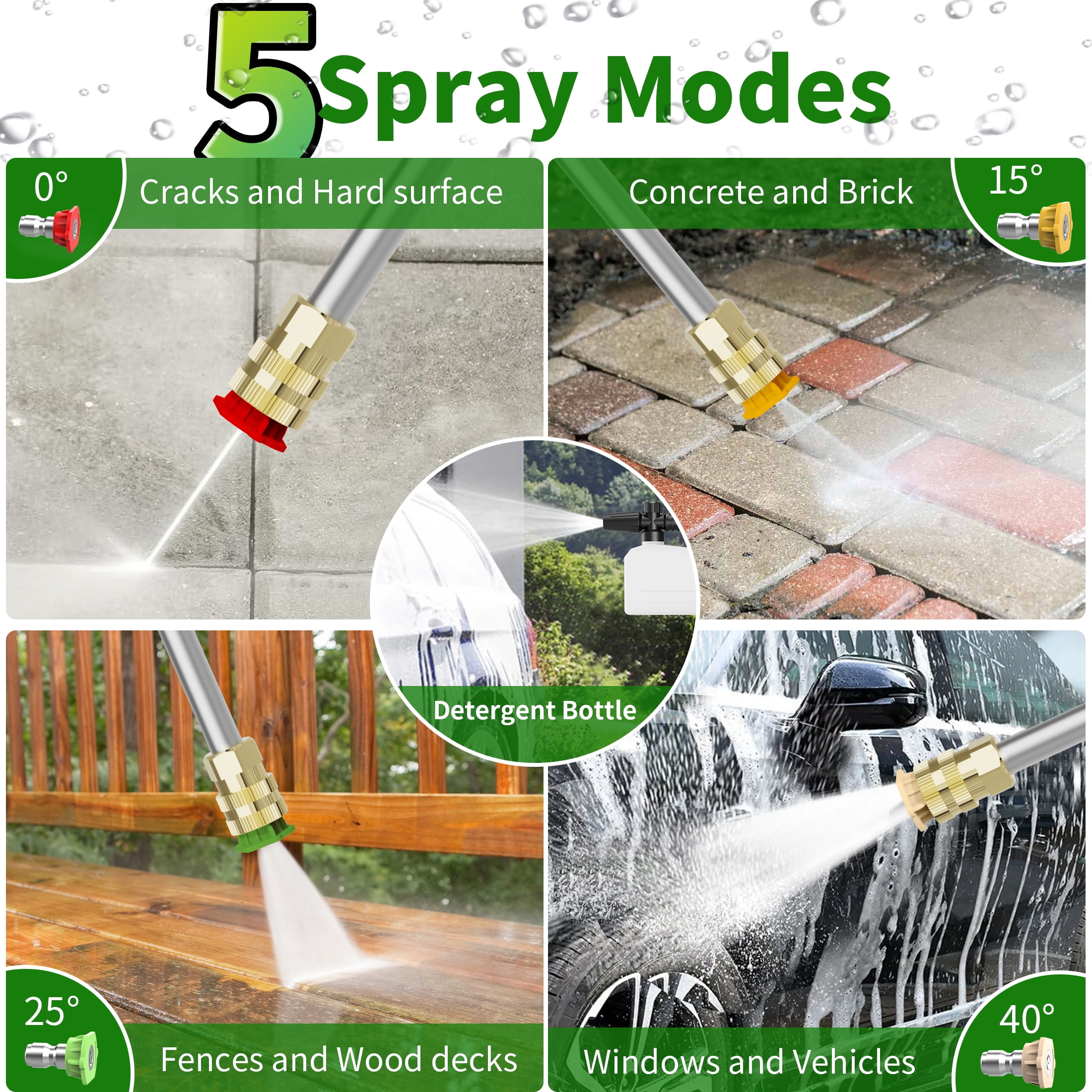 Vipuse Electric Pressure Washer,4200 PSI Max.2.8GPM Power Washer with 23ft Hose /4 Nozzles/400ML Foam Cannon,Clean Tool for Cars/Fences/Patios/Floor