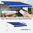 thumbnail image 4 of Patio Umbrellas Outsunny 13' x 10' Electric Awning with LED Lights, Retractable Awning, UV40+ Sun Shade Shelter with Remote Controller and Crank Handle for Deck, Balcony, Yard, Blue,Market Umbrellas, 4 of 10
