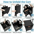 thumbnail image 2 of Foldable Utility Cart, Heavy Duty Plastic, Telescoping Handle, 4 Rotating Wheels, Black, Collapsible, 2 of 7