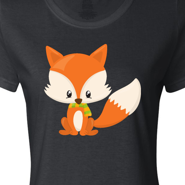 Inktastic Cute Fox, Little Fox, Baby Fox, Fox with Scarf Women's T-Shirt - image 3 of 4