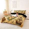thumbnail image 3 of jejeloiu Classic Treasure Map Bedding,Pirate Ship Anchor Duvet Cover Full For Boys,Beige Brown,Black Reversible,3pcs,1 Duvet Cover and 2 Pillowcases, 3 of 6