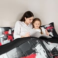 thumbnail image 4 of Homewish Red Abstract Print Queen Comforter Set,Aesthetic Geometric Comforter Sets Queen,Black Reversible,3 Pieces,1 Comforter and 2 Pillowcases, 4 of 7