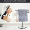 thumbnail image 4 of T-Shape Bath Hand Towel Holder Stand, Stainless Steel Free Standing Hand Towel Rack with Heavy Base, for Bathroom Kitchen & Countertop, Silver, 2 Pack, 4 of 7