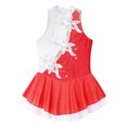 thumbnail image 3 of YONGHS Kids Girls Ice Skating Dress Rhinestone Patchwork Ballet Gymnastics Dancewear 6-16, 3 of 7