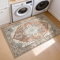 thumbnail image 5 of Toyoso 3x5 Vintage Persian Area Rug - Distressed Antique Rust Brown & Grey Silicone Carpet, 0.25" Low Pile Machine Washable Non-Slip Indoor Rug, Stain Resistant Pet Friendly Mat for Kitchen Office, 5 of 9